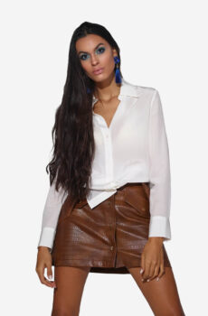 Silk long shirt white