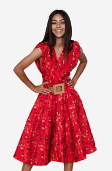 Floral short dress red